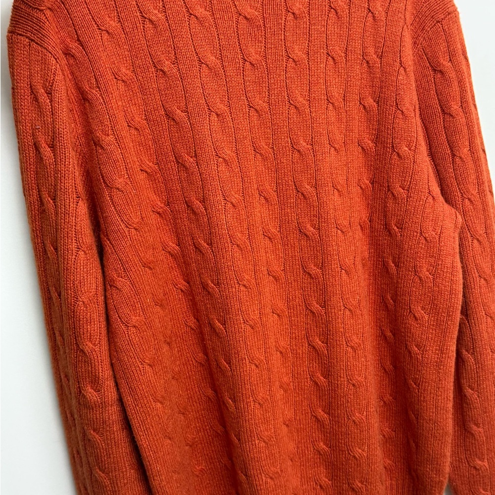 Polo By Ralph Lauren Men's Orange Cable Knit Crew Neck Sweater Silk Cashemere L - Picture 4 of 4